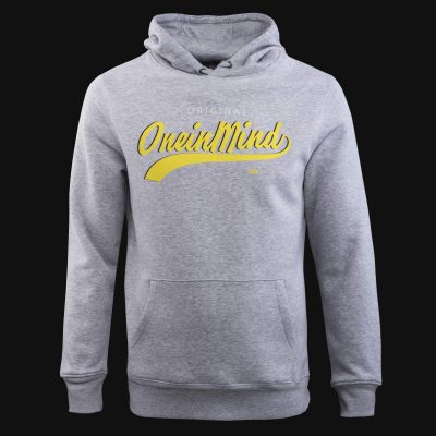 felpa grigia da uomo con cappuccio e tasca a canguro 1inmind originals 2
