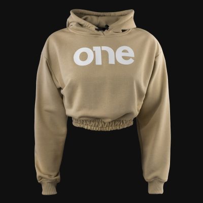 felpa corta da donna con cappuccio sand one 3