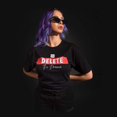 maglietta da donna oversize delete the drama