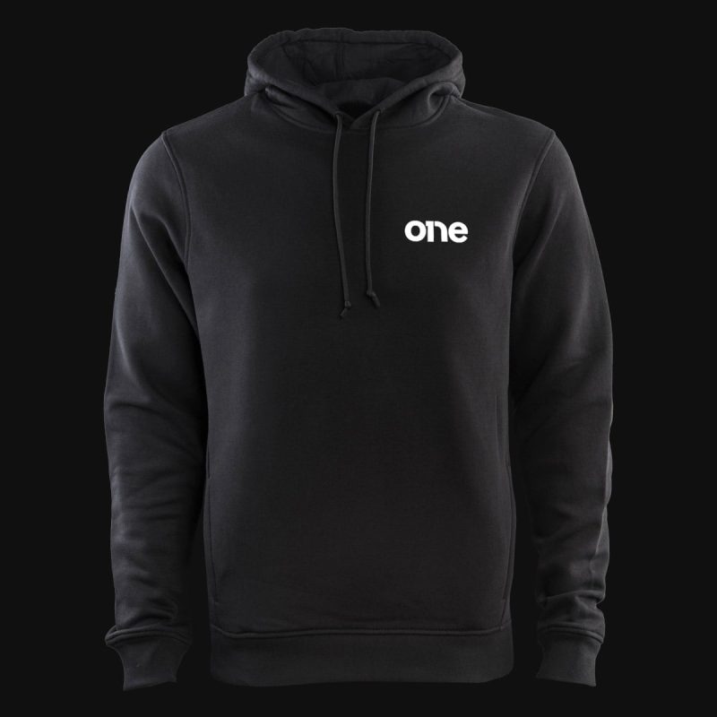 felpa nera da uomo con cappuccio mcp one