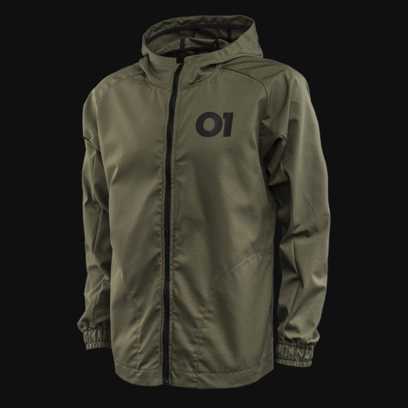giacca a vento da uomo con cerniera khaki o2