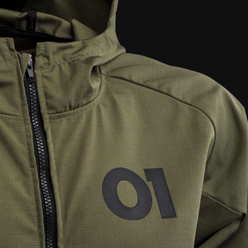 giacca a vento da uomo con cerniera khaki o4