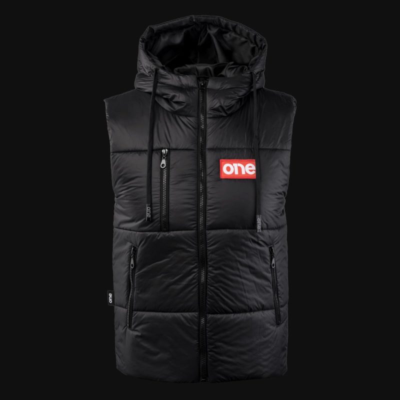 gilet da uomo nero con cappuccio tech one 4