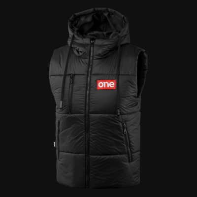 gilet da uomo nero con cappuccio tech one 5