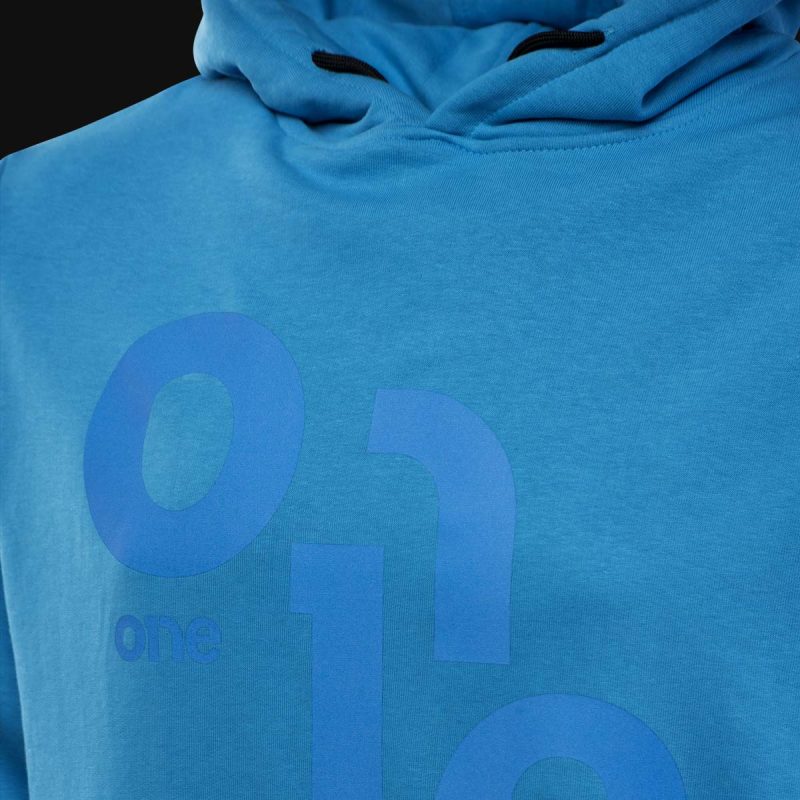 felpa blu da uomo con cappuccio blue one