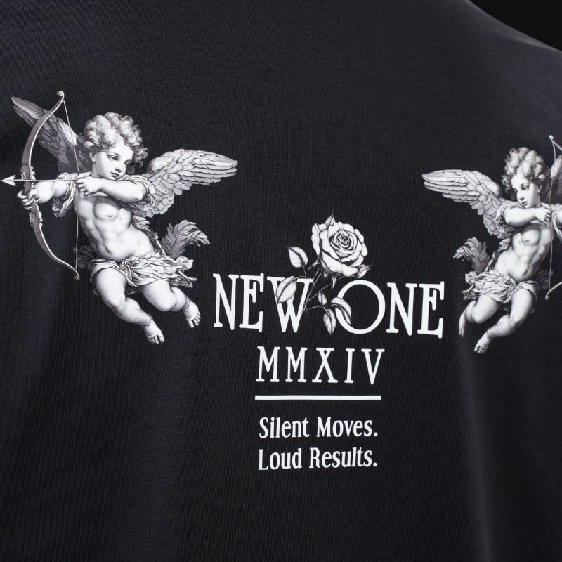 maglietta da uomo oversize nera new one tee 3