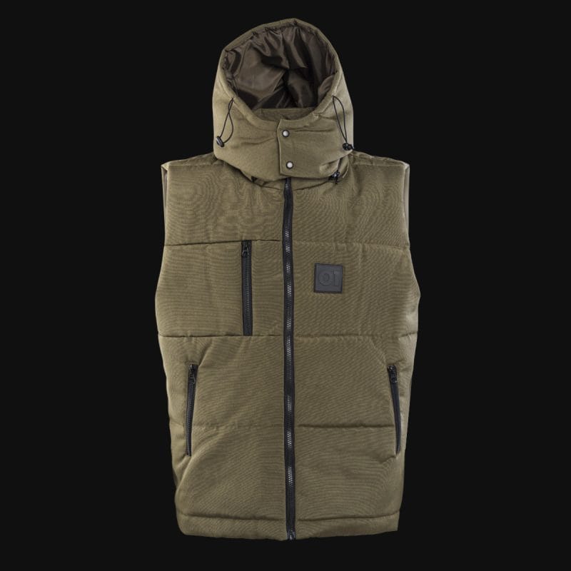 Gilet da uomo nero con cappuccio rimovibile - O1 Khaki - 03