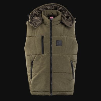 Gilet da uomo nero con cappuccio rimovibile - O1 Khaki