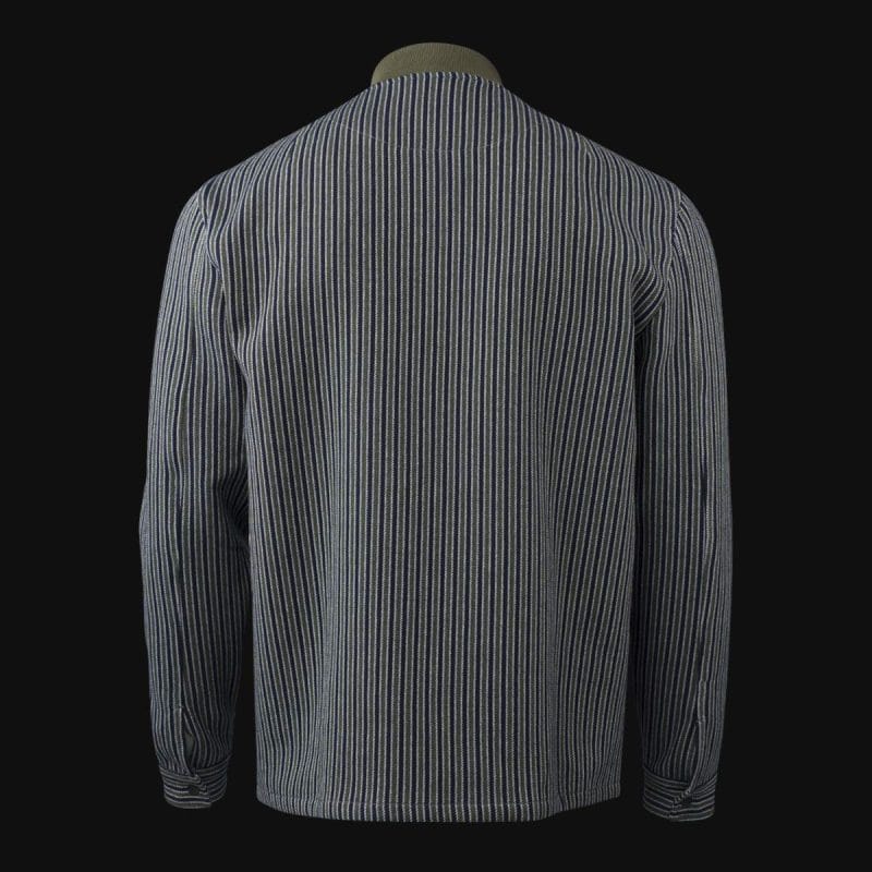 Overshirt da uomo con bottoni - Olive Grid - 03