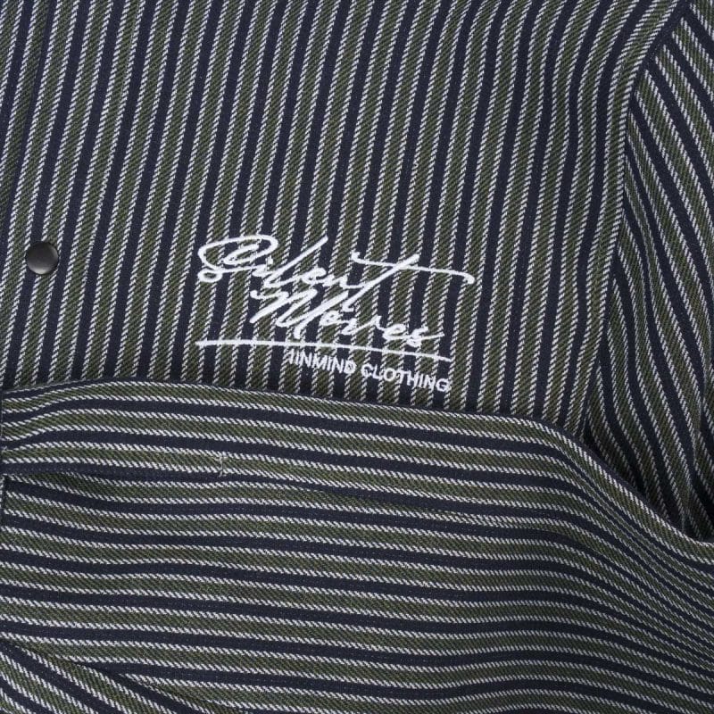 Overshirt da uomo con bottoni - Olive Grid - 04