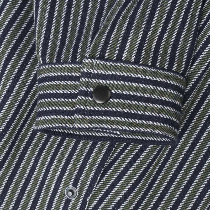 Overshirt da uomo con bottoni - Olive Grid - 06