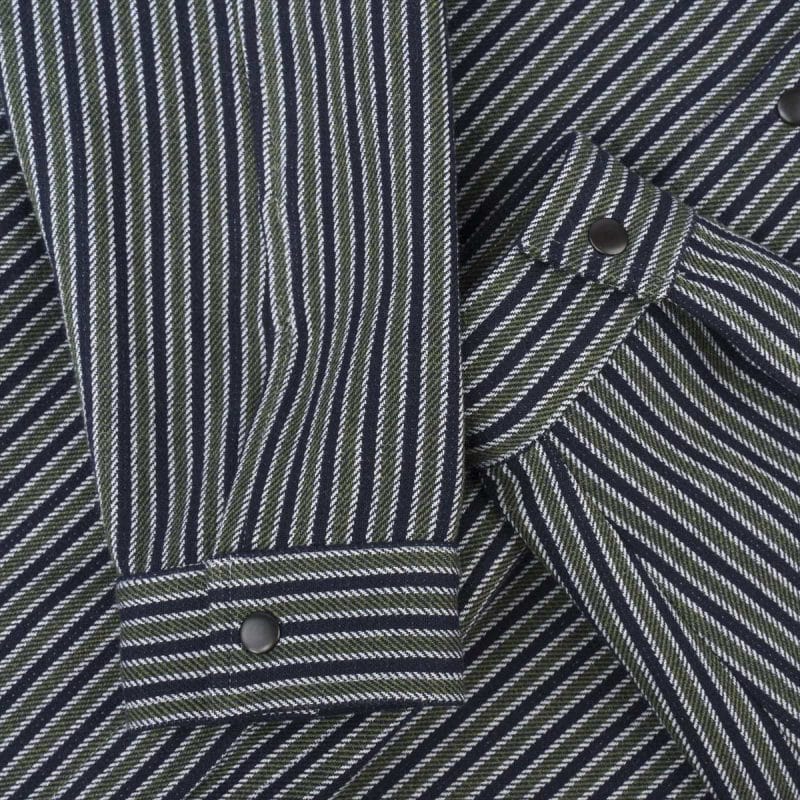 Overshirt da uomo con bottoni - Olive Grid - 08