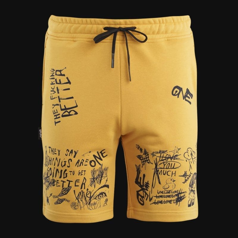 Pantaloncini da uomo gialli Rebel Sketch - 05