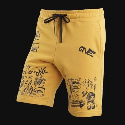Pantaloncini da uomo gialli Rebel Sketch