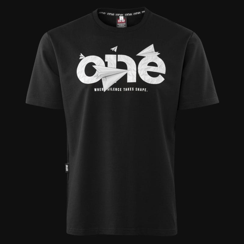 T-shirt premium da uomo nera - Paper Flight - 02