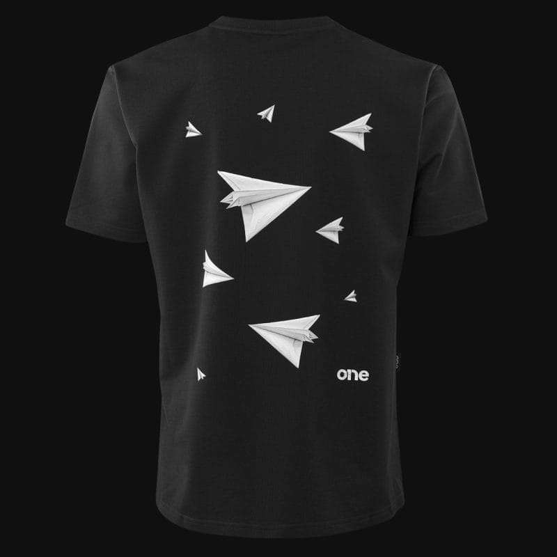 T-shirt premium da uomo nera - Paper Flight - 04