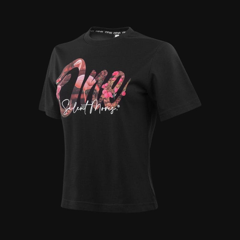 T-shirt da donna nera Flamingo Whisper - 03